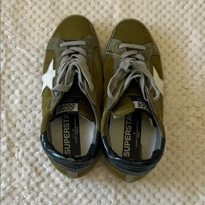 Golden Goose Sneakers in Olive and White
